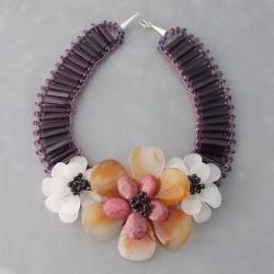 Sterling Silver Mystic Agate and Quartz Floral Necklace (Thailand)