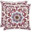 Ruddy 18-inch White/ Purple Decorative Pillows (Set of 2)