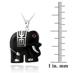 Sterling Silver Onyx Elephant Necklace