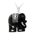 Sterling Silver Onyx Elephant Necklace