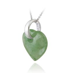 Sterling Silver Green Jade Heart Necklace