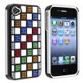 White TPU/ Black Plastic Hybrid Diamond Case for Apple iPhone 4/ 4S