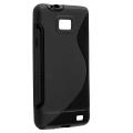 Black S-shape TPU Rubber Skin Case for Samsung Galaxy S II Attain i777