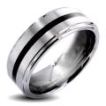 Men's Tungsten Carbide Black Center Line Ring (8 mm)