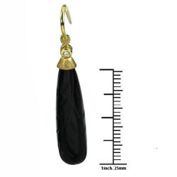 De Buman 18k Yellow Gold Black Agate and Diamond Earrings