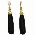 De Buman 18k Yellow Gold Black Agate and Diamond Earrings