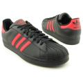 Adidas Men's Black/ Red 'Superstar 2' Sneakers (Size 18)