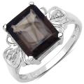Sterling Silver Smokey and White Topaz Ring (3 1/10ct TGW)