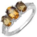 Sterling Silver Champagne Quartz Three-Stone Ring
