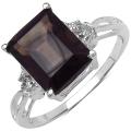 Sterling Silver Smoky and White Topaz Ring