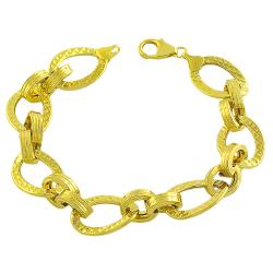 Gold over Sterling Silver Diamond-cut Oval Link Bracelet