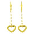 Gold over Sterling Silver Open Heart Dangle Earrings