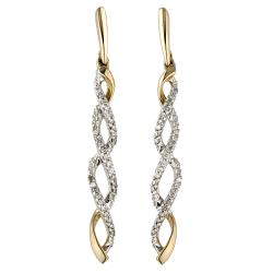 10k Two-tone Gold 1/5ct TDW Diamond Dangle Earrings (I2-I3)