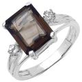 Sterling Silver Smokey Topaz and White Topaz Ring (3 1/5ct TGW)