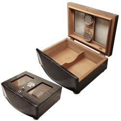 Cuban Crafters Black Humidor and Cigar Accessories Set