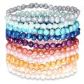 Multi-colored FW Potato Pearl 10-piece Elastic Bracelet Set (5-6 mm)
