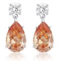 Sterling Silver Champagne and Clear CZ Charles Winston-inspired Earrings