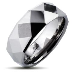 Men's Tungsten Carbide Faceted High Polish Ring (8 mm)
