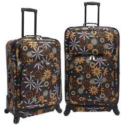 U.S. Traveler Chocolate Flower Fashion 2-piece Spinner Luggage Set