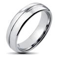 Men's Tungsten Carbide Rounded Edge Grooved Center Ring (6 mm)