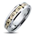 Men's Tungsten Carbide Gold Chain Link Inlay Ring (6 mm)
