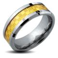 Tungsten Carbide Men's Gold Checker Inlay Ring