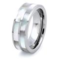 Tungsten Carbide Men's Dual Mother of Pearl Inlay Ring