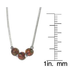 Sterling Silver Children's Created Red Opal Bead Necklace