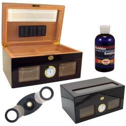 Cuban Crafters Bravo Negro Glass Humidor Set