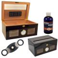 Cuban Crafters Bravo Negro Glass Humidor Set with Ashtray