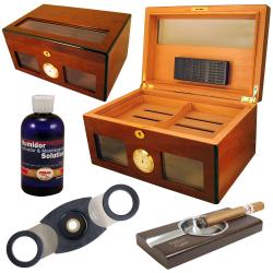 Cuban Crafters Bravo Dos Glass Humidor Set with Ashtray
