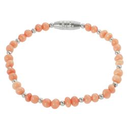 Sterling Silver Children's Created Pink Coral Bracelet