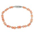 Sterling Silver Children's Created Pink Coral Bracelet