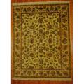 Indo Hand-knotted Mahal Beige/ Ivory Wool Rug (7'10 x 10')
