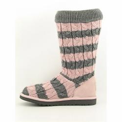 UGG Australia Girl's Pink 'Classic Tall Stripe Cable Knit' Boots (Size 6)
