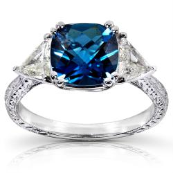 10k White Gold London Blue Topaz and 1/2ct TDW Diamond Ring (G-H, SI1-SI2)