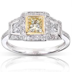 14k Gold 1 1/4ct TDW Yellow and White Diamond Engagement Ring (G-H, VS1-VS2)