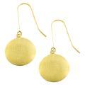 14k Yellow Gold Satin Disc Dangle Earrings