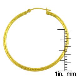 14k Yellow Gold Diamond-cut Tube Hoop Earrings