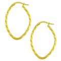 14k Yellow Gold Diamond-cut Oval Hoop Earrings