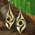 Tumbaga Leaf Swirl Dangle Earrings (Mexico)