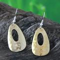 Hammered Tumbaga Concave Teardrop Earrings (Mexico)