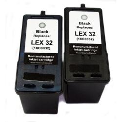 Lexmark 32 Black Ink Cartridge (Remanufactured ) (Pack of 2)