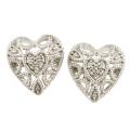 Sterling Silver 1/10ct TDW Diamond Lacey Heart Earrings (I-J, I2-I3)