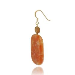 18k Gold over Silver Orange Carnelian and Picture Jasper Earrings