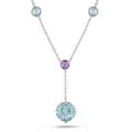 18k White Gold Blue Topaz and Amethyst Chain Necklace