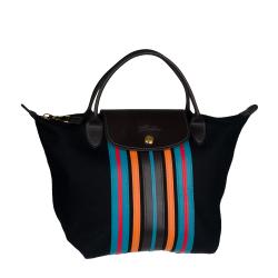 Longchamp 'Le Pliage' Small Striped Wool Tote Bag