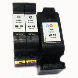 HP 45-78 2-BK and 1-color Ink Cartridge 3-pack (Remanufactured)