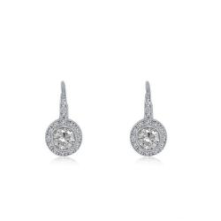 Sterling Silver Clear Cubic Zirconia Leverback Earrings