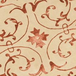 Handmade Zen Bouquet Beige/ Rust Wool and Silk Rug (7' 9 Round)